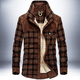 Men's Winter Thicken Warm Fleece Pure Cotton Plaid Jacket